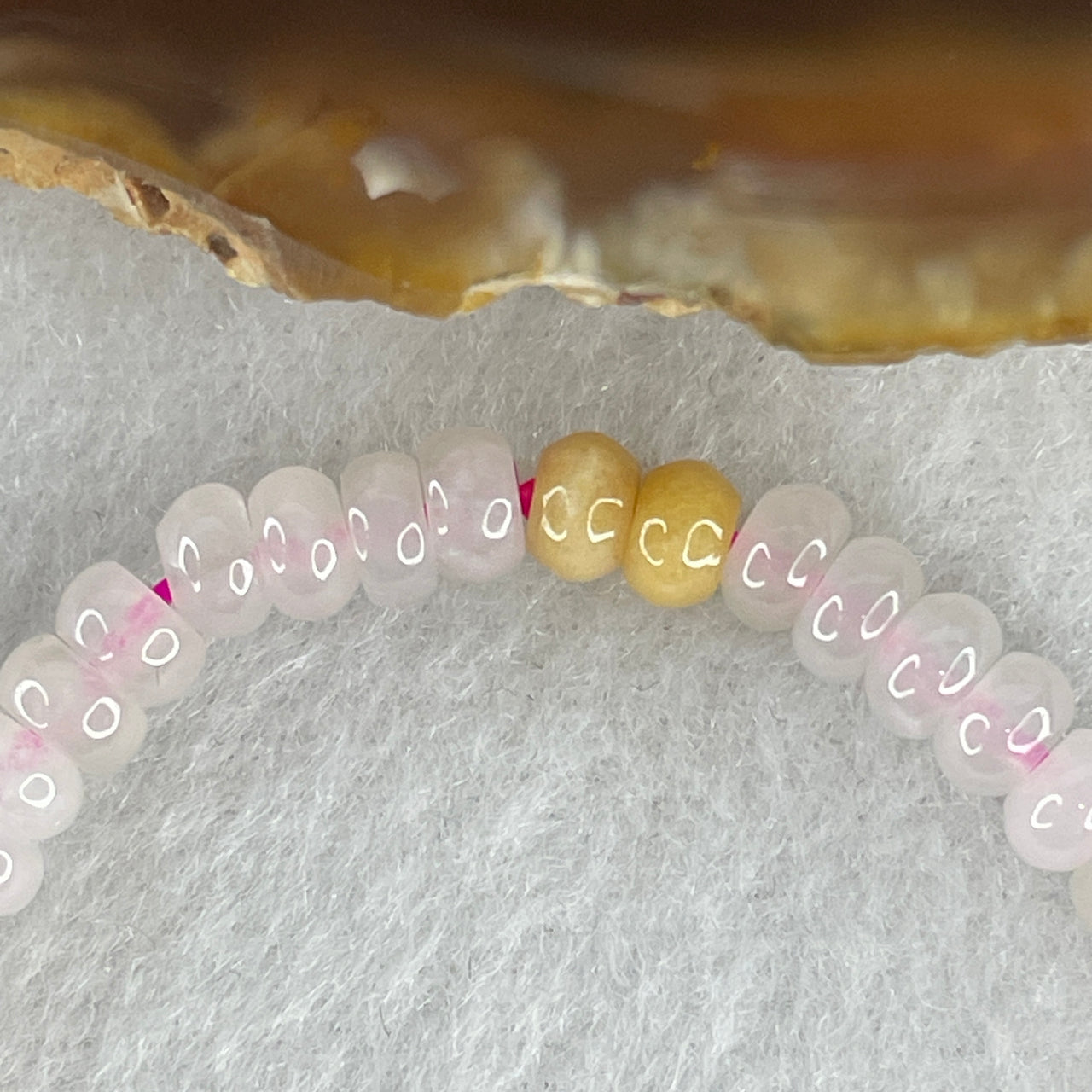 Certified Type A Multi-Color Jadeite Bracelet | Semi-Icy Pink, Spicy Green & Yellow Donut Abacus Beads (8.73g, 15cm, 5.0mm)
