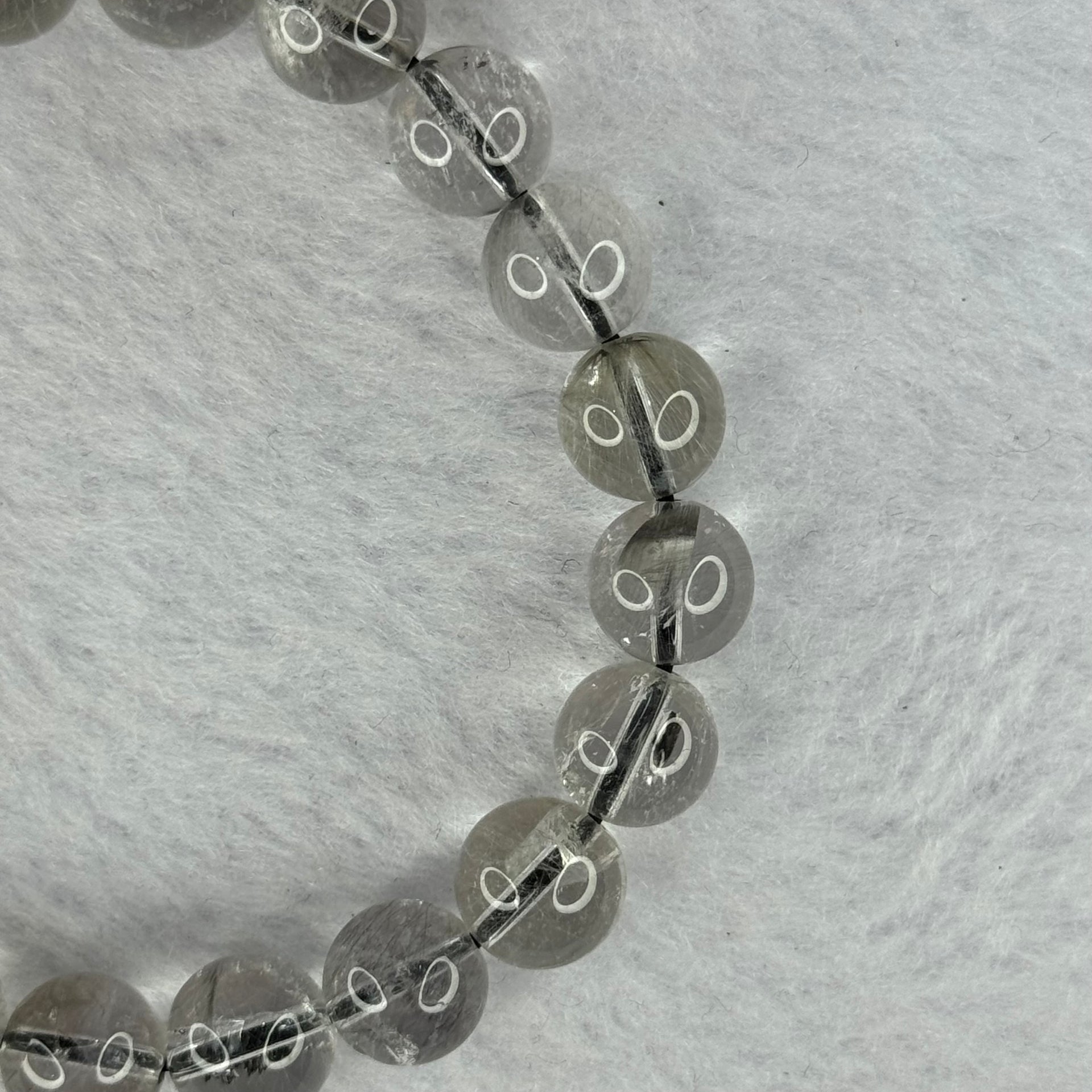 Natural Titanium Rutilated Clear Quartz 20.83g 16cm 9.2mm 21 Beads - Huangs Jadeite and Jewelry Pte Ltd