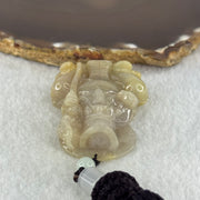 Type A Faint Lavender & Green Jade Jadeite Tu Di Gong 48.63g 50.5 by 39.7 by 13.9mm - Huangs Jadeite and Jewelry Pte Ltd