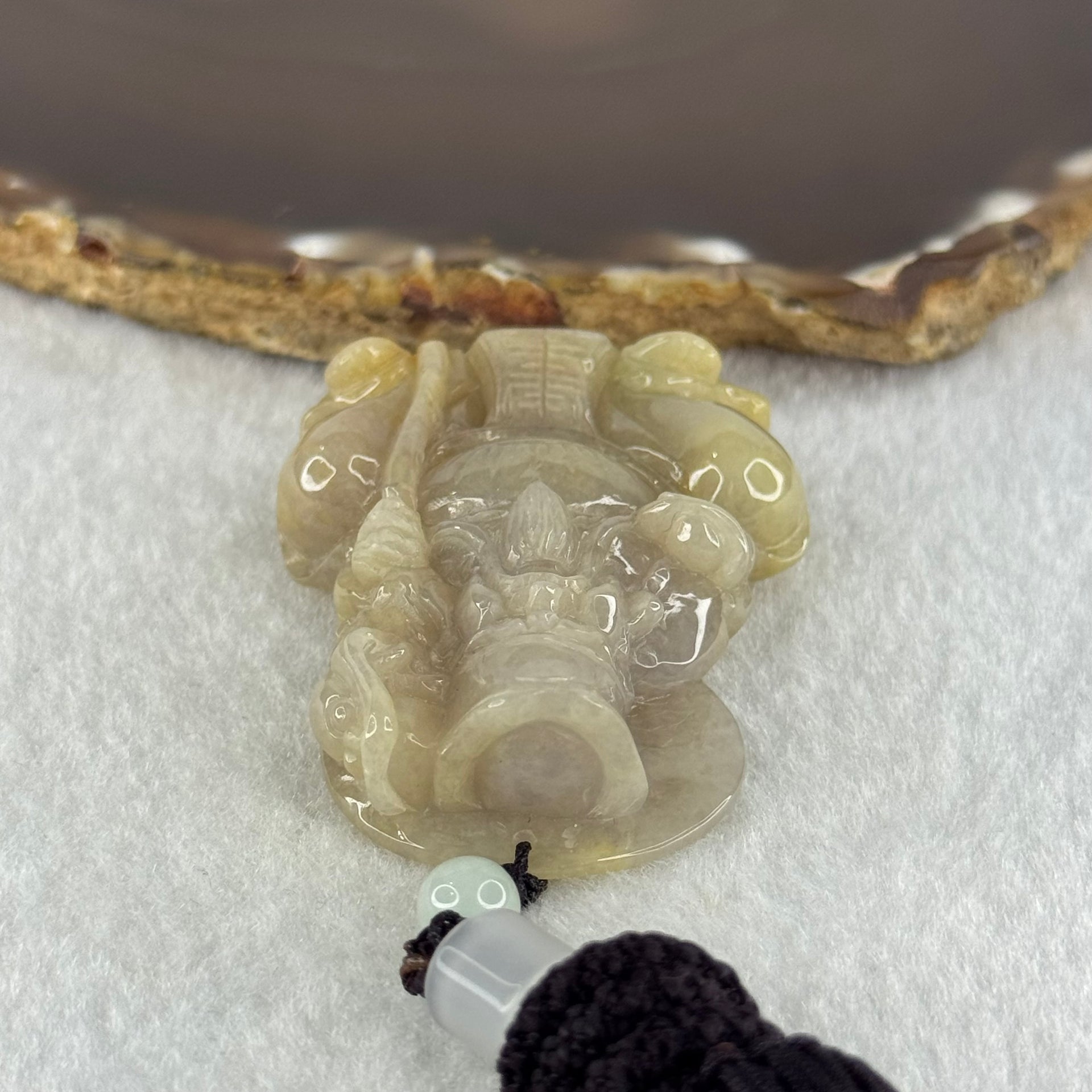 Type A Faint Lavender & Green Jade Jadeite Tu Di Gong 48.63g 50.5 by 39.7 by 13.9mm - Huangs Jadeite and Jewelry Pte Ltd