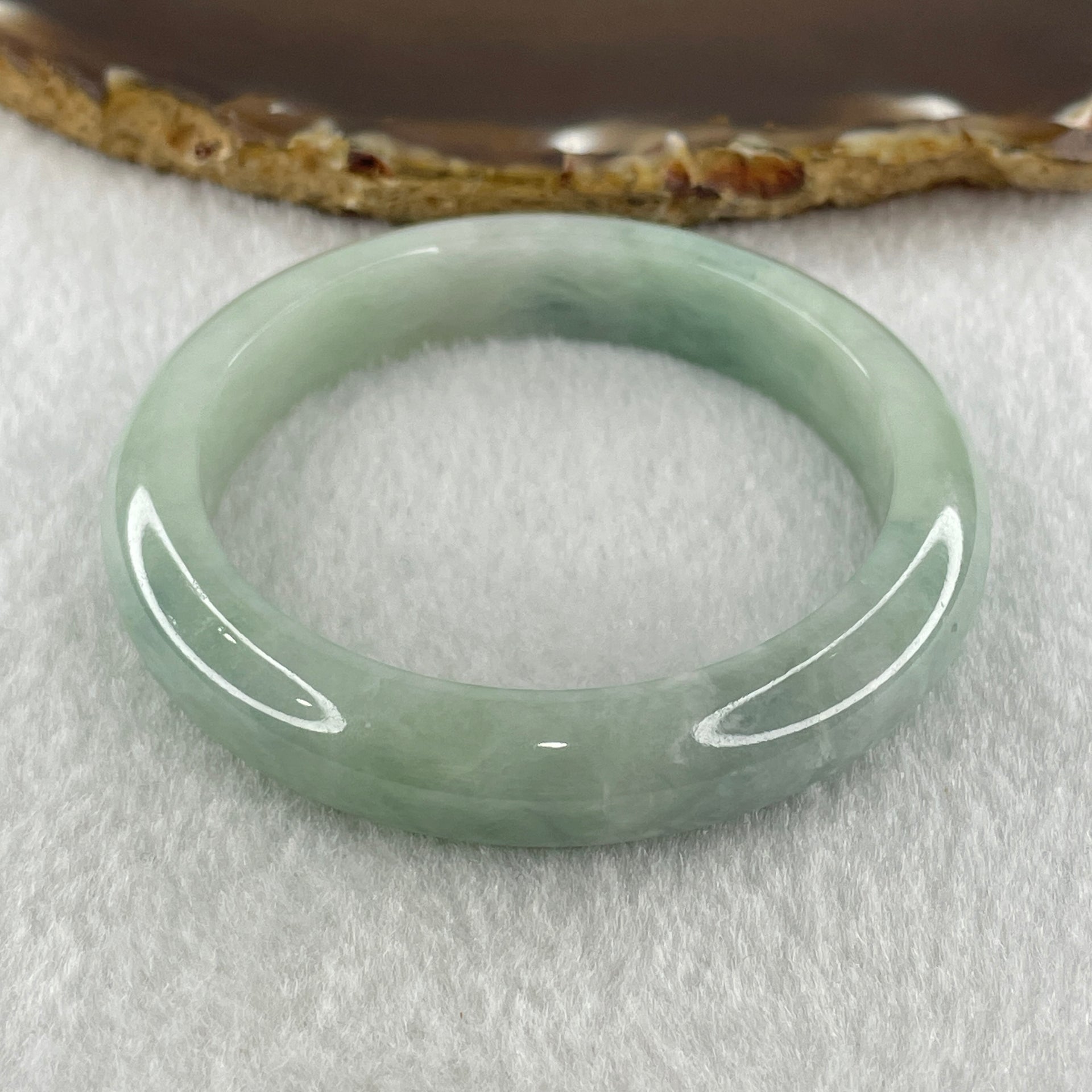 Natural Type A Light Green with Rare Blue Patch Jadeite Bangle 42.26g Inner Diameter 51.4mm 11.0 by 8.1mm (Very Very Slight Internal Lines) - Huangs Jadeite and Jewelry Pte Ltd