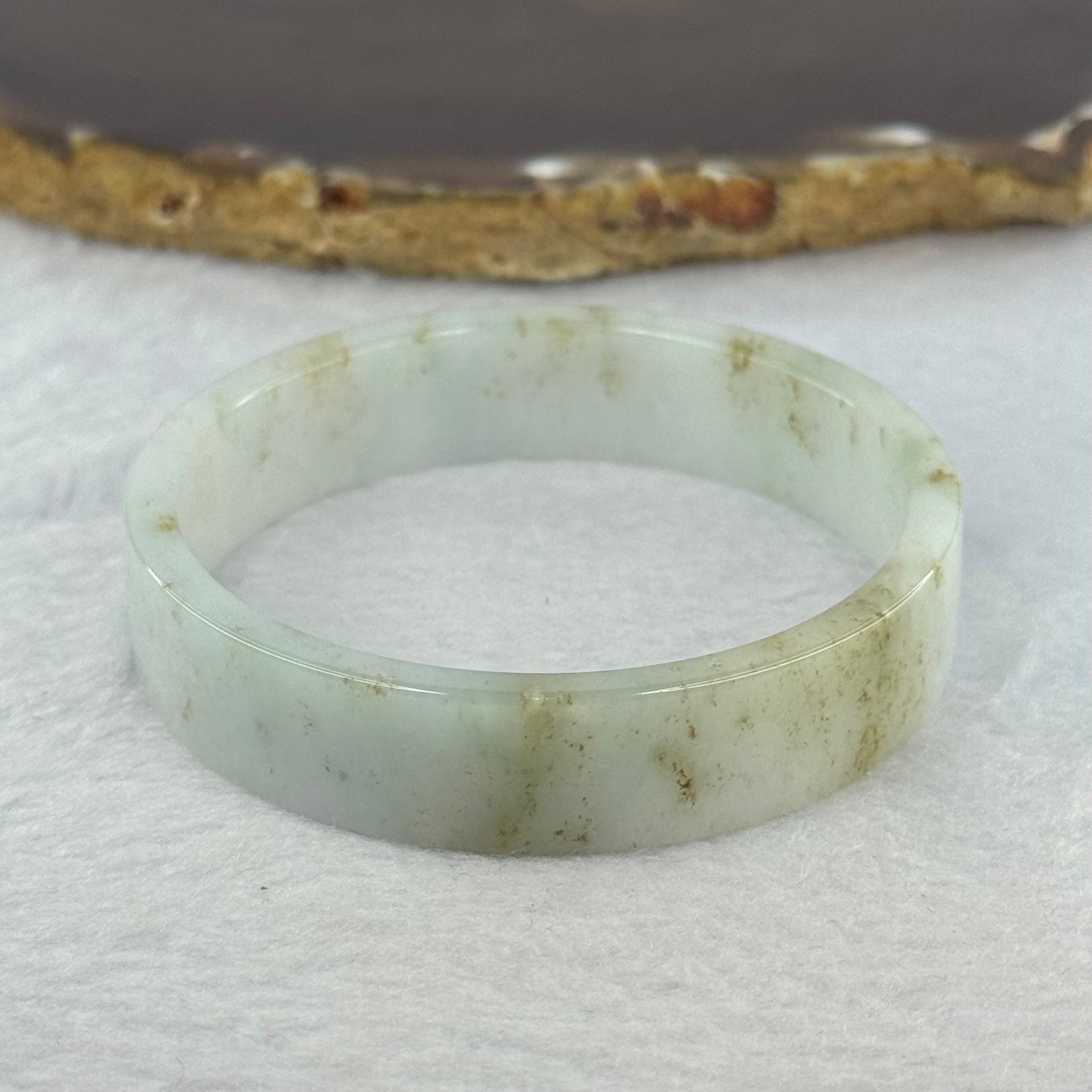 Type A Light Lavender Green and Brown Patches Jadeite Bangle 29.91g Internal Diameter 52.4mm 12.6 by 4.2mm (Very Slight Internal Line) - Huangs Jadeite and Jewelry Pte Ltd