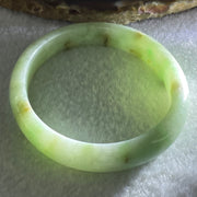 Type A Green with Brown Patches Jadeite Oval Bangle 31.51g Internal Diameter 55.6mm 10.3 by 6.6mm (External Roughs and Internal Lines) - Huangs Jadeite and Jewelry Pte Ltd