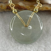 Natural Type A Icy Light Green Jadeite Ping An Kou Pendant | 19mm Translucent Jade Peace Disc Talisman with 58cm Adjustable Necklace (5.19g | 19.3 x 3.6mm) - Huangs Jadeite and Jewelry Pte Ltd