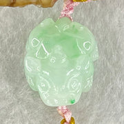 Type A Light Green with Emerald Green Spots Jadeite Male Pixiu String Bracelet 5.46g 15cm 19.5 by 16.3 by 11.2mm - Huangs Jadeite and Jewelry Pte Ltd