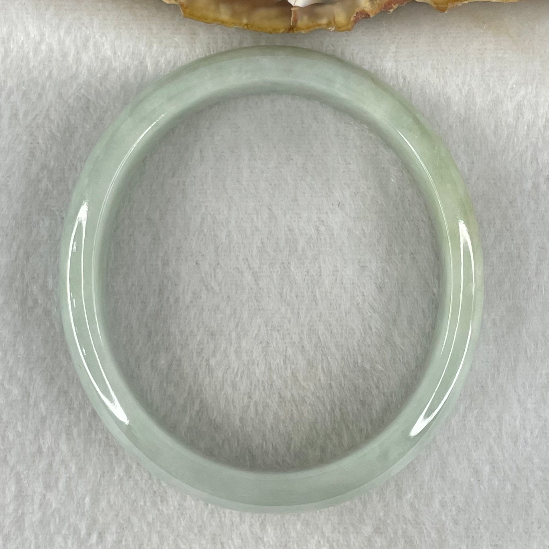 Type A Light Blueish Green Jadeite Oval Bangle 31.31g Internal Diameter 53.7mm 11.3 by 6.0mm (Internal Lines) - Huangs Jadeite and Jewelry Pte Ltd