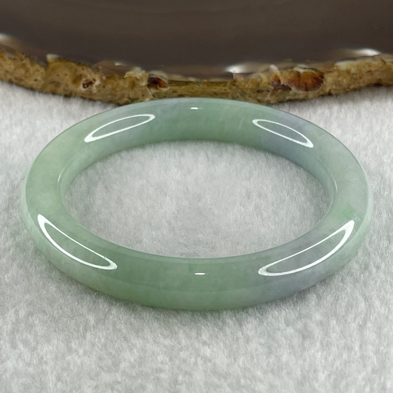 Type A Natural Light Green with Lavender Jadeite Bangle 39.72g Inner Diameter 52.1mm 9.2 by 8.6mm (Internal Lines) - Huangs Jadeite and Jewelry Pte Ltd