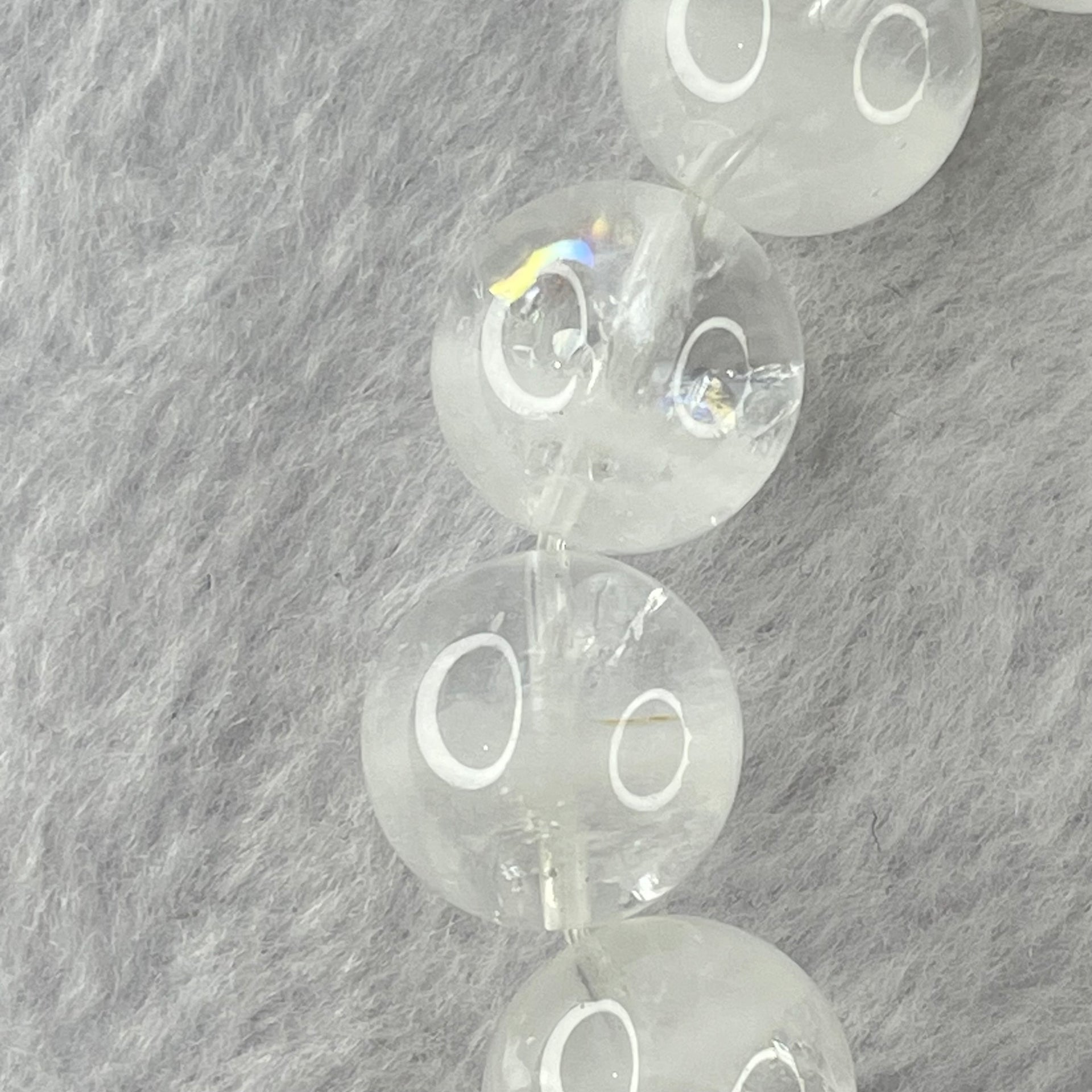 Natural White Phantom Quartz Beads Bracelet 66.98g 20cm 14.7mm 16 Beads - Huangs Jadeite and Jewelry Pte Ltd