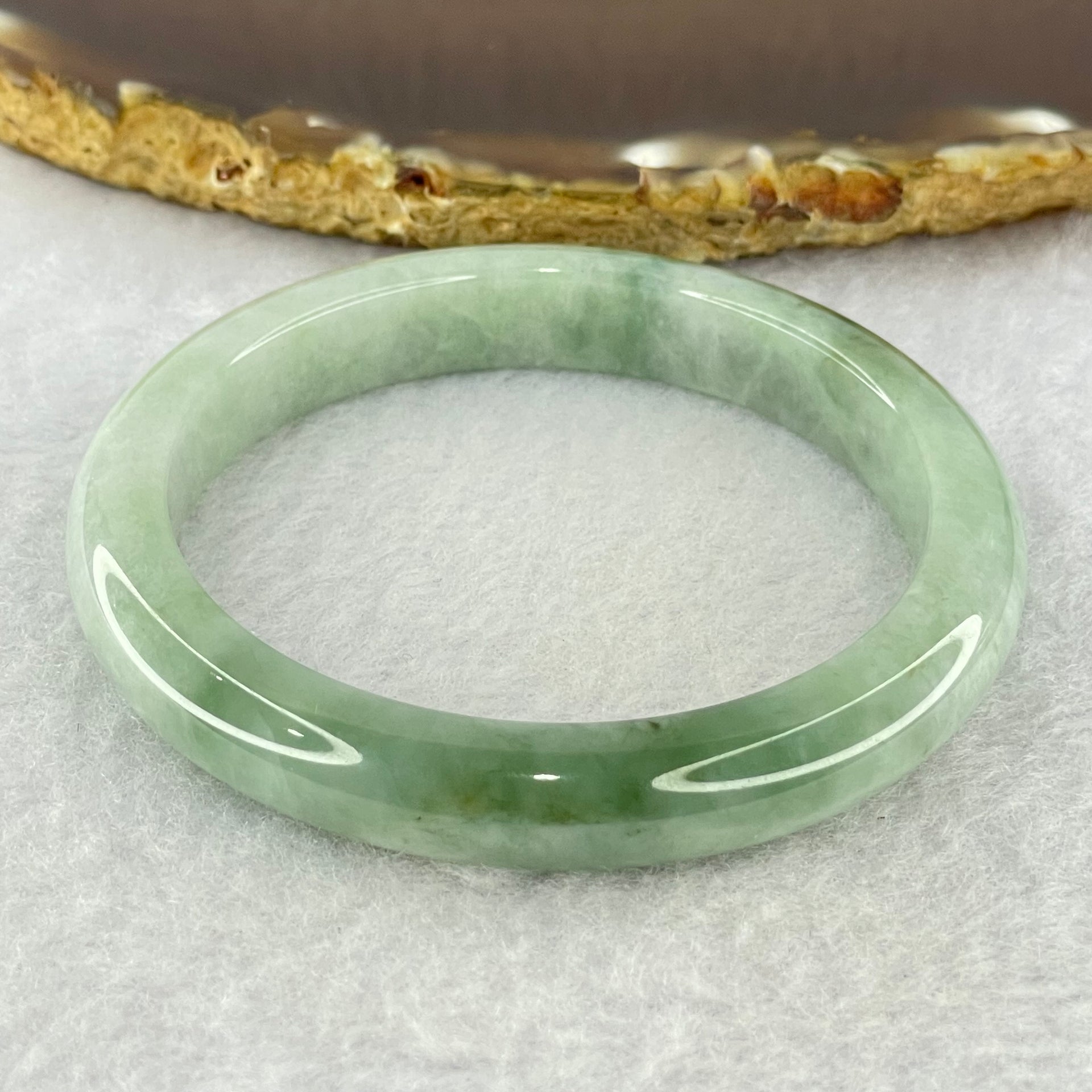 Type A Blueish Green with Lavender Jadeite Bangle Internal Diameter 52.8mm 55.83g 9.6 by 7.5mm (Internal Lines) - Huangs Jadeite and Jewelry Pte Ltd