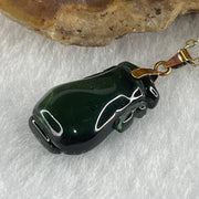 Good Grade Natural Blueish Green Tourmaline Crystal Vase Pendant with 18K Rose Clasp and Gold Color S925 Silver Necklace 2.28g 16.5 by 9.8 by 4.7mm - Huangs Jadeite and Jewelry Pte Ltd