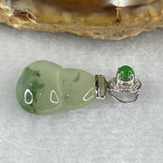 Certified Type A 18k White Gold Icy Green Piao Hua Hulu Jade Jadeite 2.00g 23.9 by 11.7 by 5.1mm - Huangs Jadeite and Jewelry Pte Ltd
