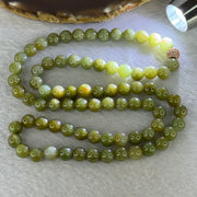 Type A Green with Yellow Jadeite Beads Necklace 72.55g 60cm 8.3mm 78 Beads - Huangs Jadeite and Jewelry Pte Ltd