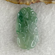 Natural Type A Jelly Green with Faint Green Jadeite Bird on Hulu and Ruyi Pendant 6.79g 34.1 by 18.0 by 6.8mm - Huangs Jadeite and Jewelry Pte Ltd
