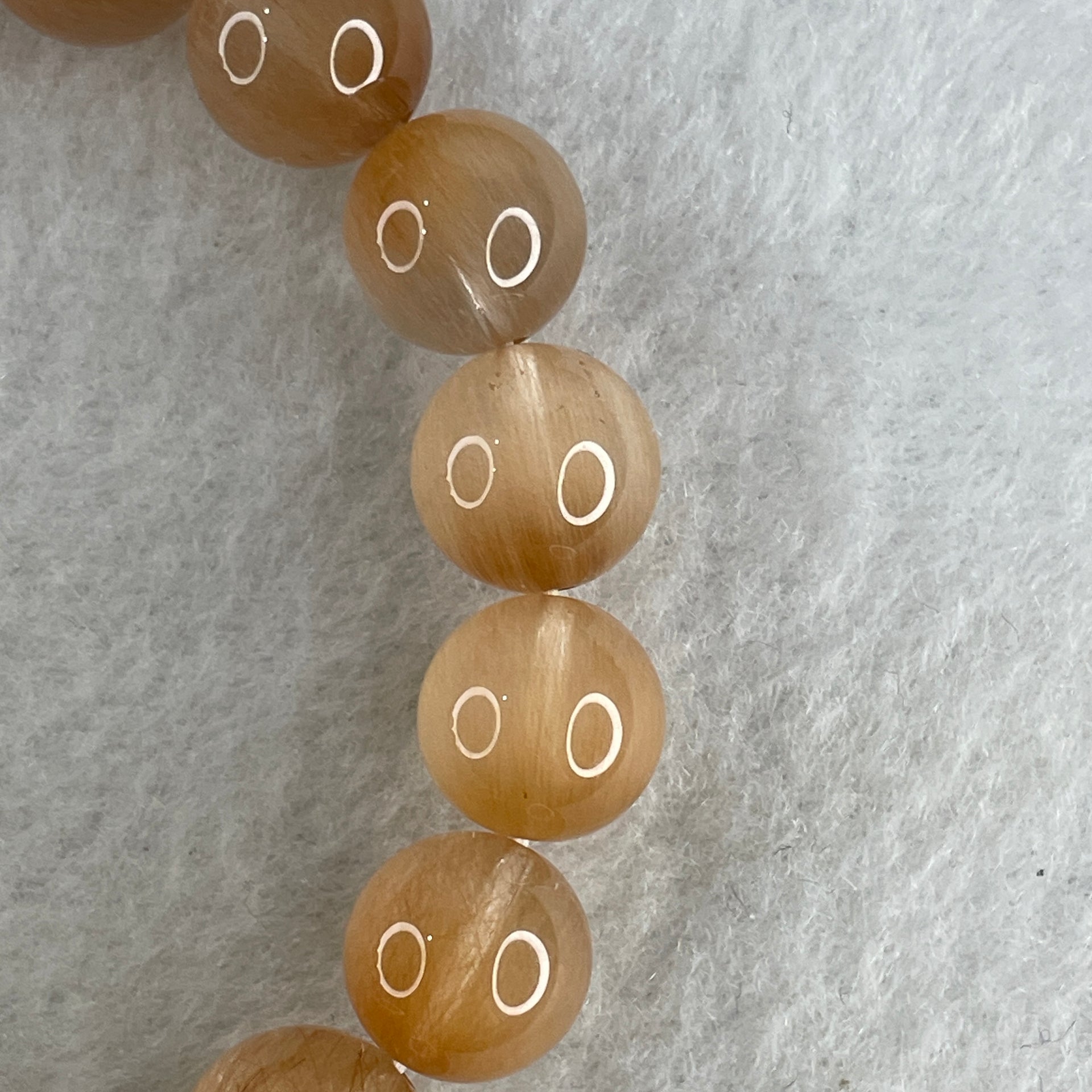 Certified Good Grade Natural Rabbit Hair Rutilated Quartz Beads Bracelet 31.59g 16cm 10.8mm 16Beads - Huangs Jadeite and Jewelry Pte Ltd
