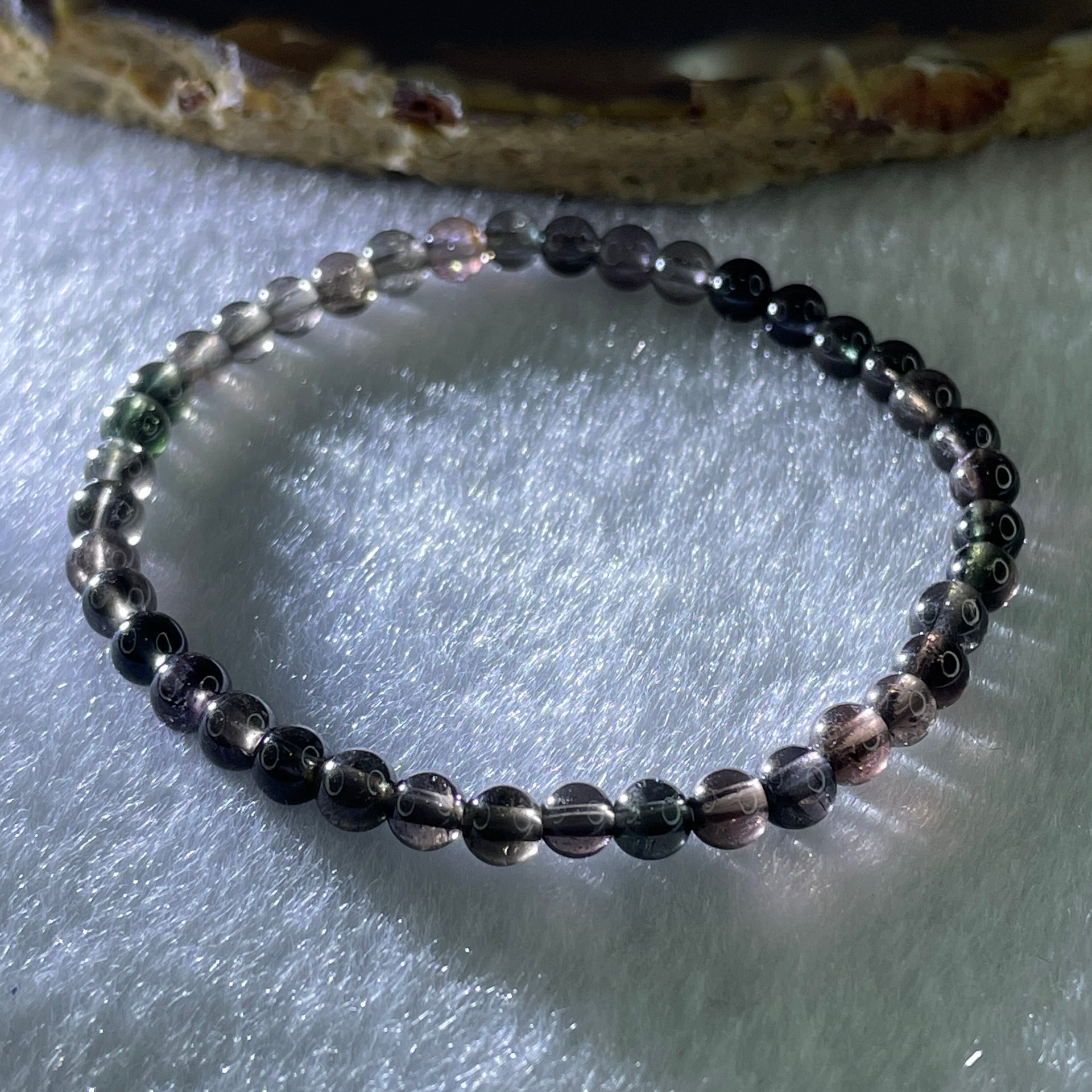 Very Good Grade Natural Purplish Black Tourmaline Crystal Bracelet 4.45g 13.5cm 4.4mm 41Beads - Huangs Jadeite and Jewelry Pte Ltd