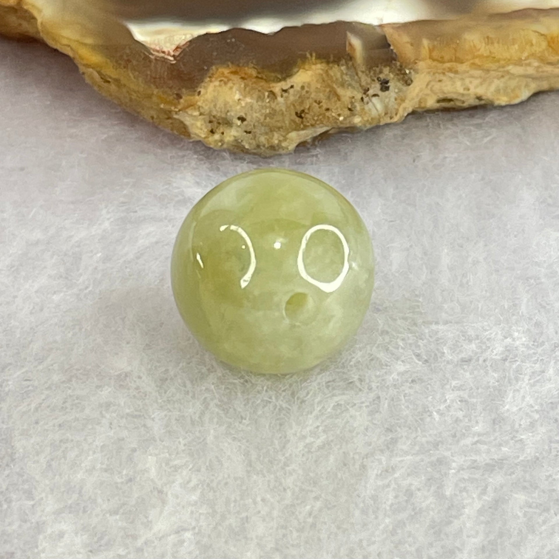 Type A Green Yellow Jadeite Bead for Pendant Bracelet 3.98g 13.2mm - Huangs Jadeite and Jewelry Pte Ltd