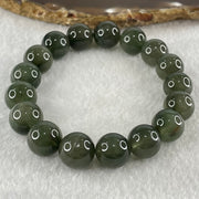 Good Grade Natural Cats Eye Green Rutilated Quartz Beads Bracelet 45.55g 18.5cm 12.7mm 17 Beads - Huangs Jadeite and Jewelry Pte Ltd