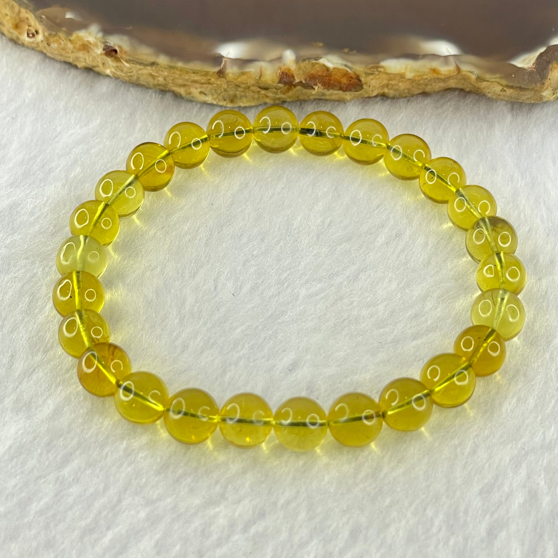 Natural Purple Honey Amber Beads Bracelet 天然紫蜜琥珀手链 5.01g 15cm 7.1mm  26 Beads - Huangs Jadeite and Jewelry Pte Ltd