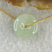 Type A Natural Semi Icy Light Green Jadeite Ping An Kou Pendant 3.81g 15.4 by 5.2mm - Huangs Jadeite and Jewelry Pte Ltd
