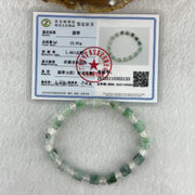 Certified Natural Type A Light Green Jadeite Lulutong Beads with Natural White Agate Beads Bracelet 13.91g 15.5cm 6.1mm 16 Pieces - Huangs Jadeite and Jewelry Pte Ltd