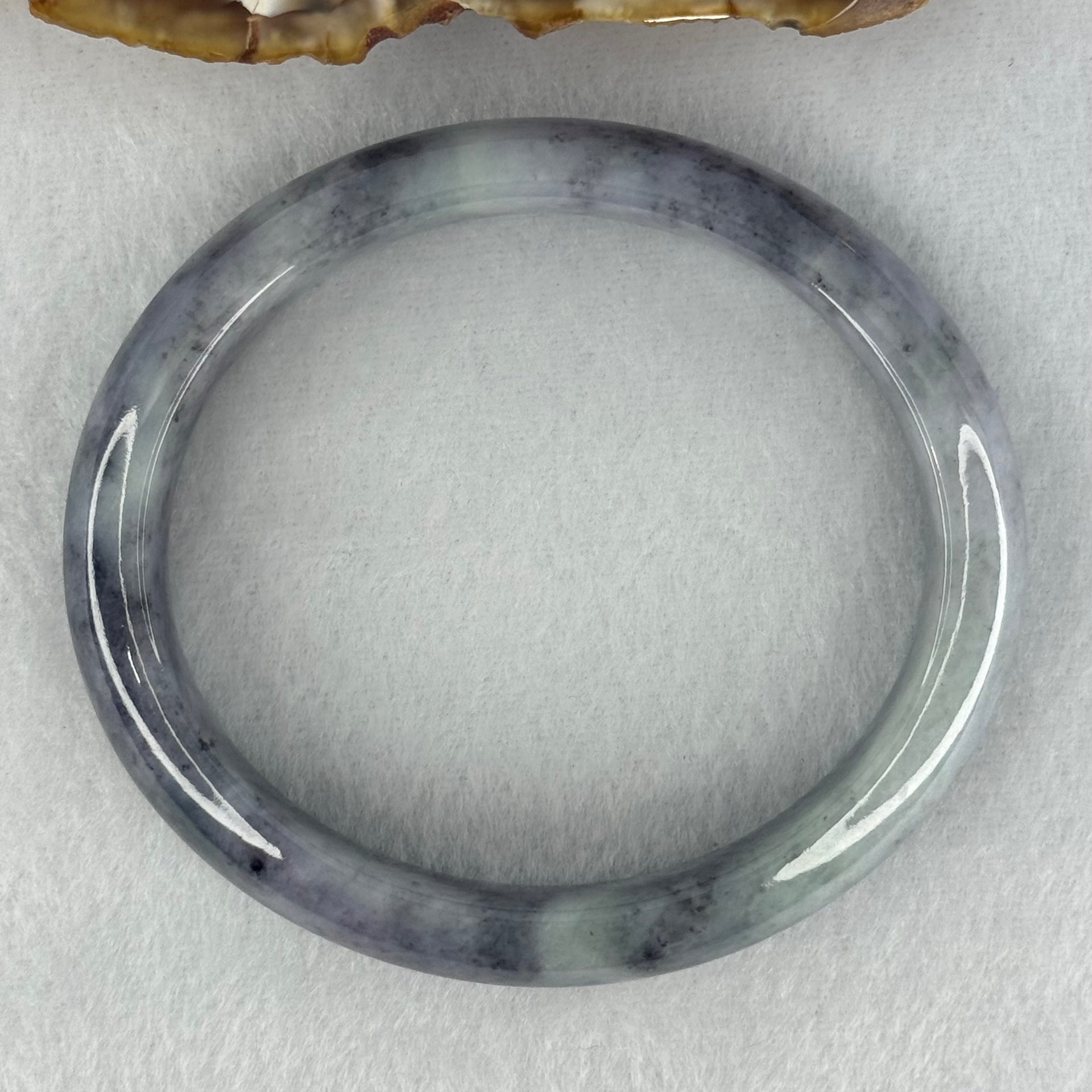 Type A Wuji Grey Black with Lavender Jadeite Oval Bangle Internal Diameter 57.8mm 48.41g 12.7 by 7.7mm (Very Slight Fine Internal Lines) - Huangs Jadeite and Jewelry Pte Ltd
