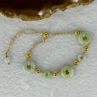 Type A Green and Lavender Jadeite Ping An Kou 14KGF Bracelet 9.44g 12.0 by 6.1mm (Adjustable Size) - Huangs Jadeite and Jewelry Pte Ltd