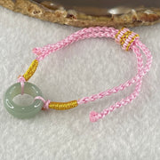 Type A Blueish Green Jadeite Ping An Kou Donut With String Bracelet 2.55g 15.1 by 6.2mm - Huangs Jadeite and Jewelry Pte Ltd