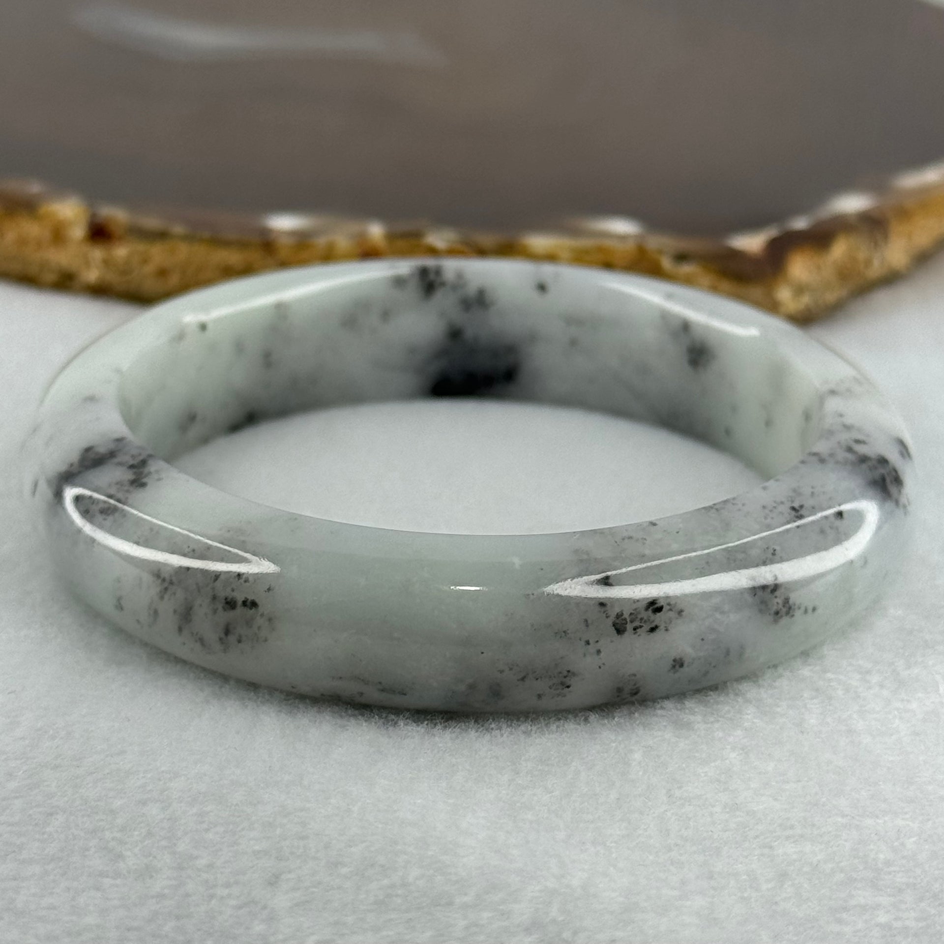 Type A Faint Green Lavender with Back Patches Jadeite Bangle Internal Diameter 56.7mm 67.39g  13.4 by 10.0mm (Very Slight Internal Lines) - Huangs Jadeite and Jewelry Pte Ltd