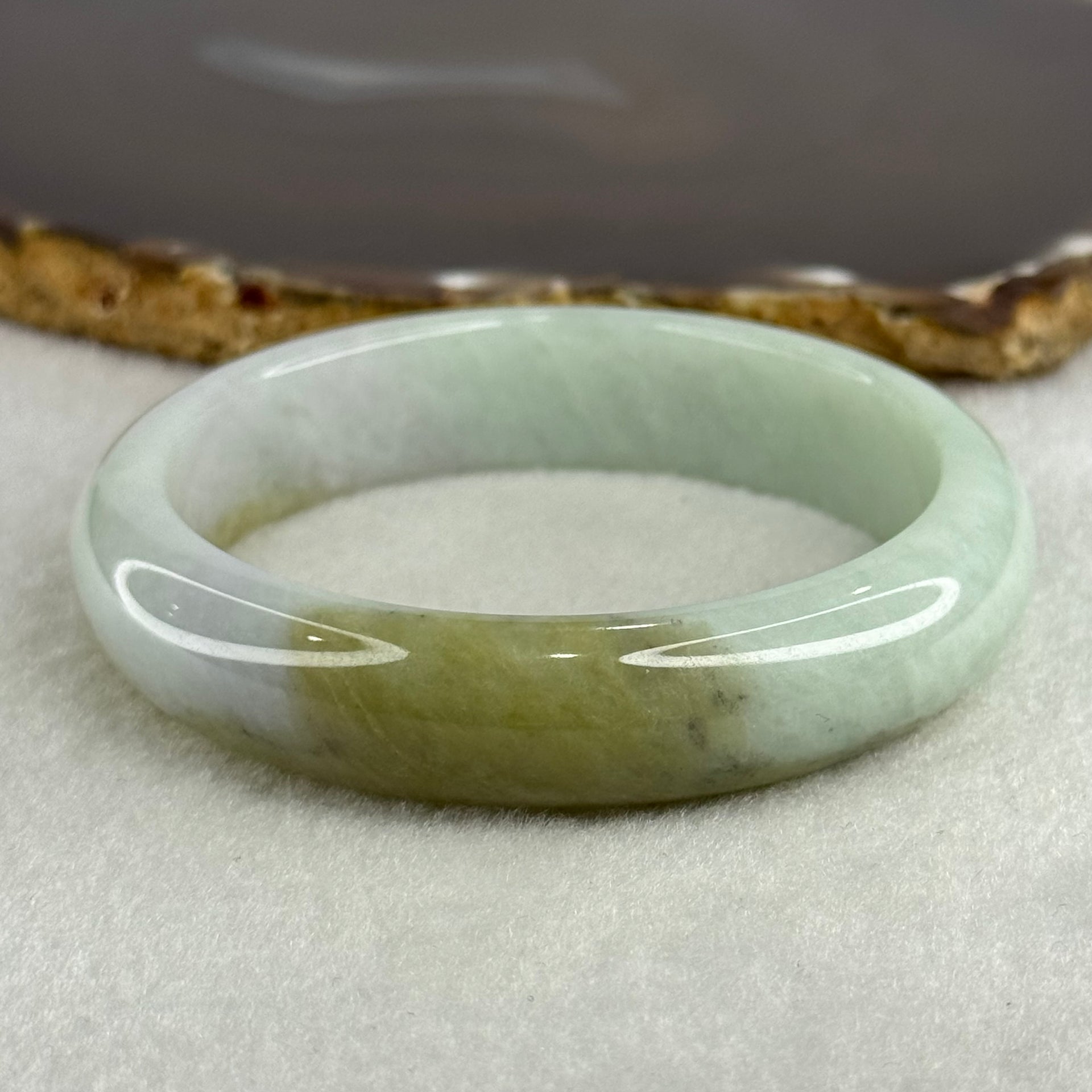 Type A Light Blueish Green with Brown and Lavender Jadeite Bangle Internal Diameter 58.3mm 58.11g 14.0 by 7.7mm (Slight Internal Lines) - Huangs Jadeite and Jewelry Pte Ltd