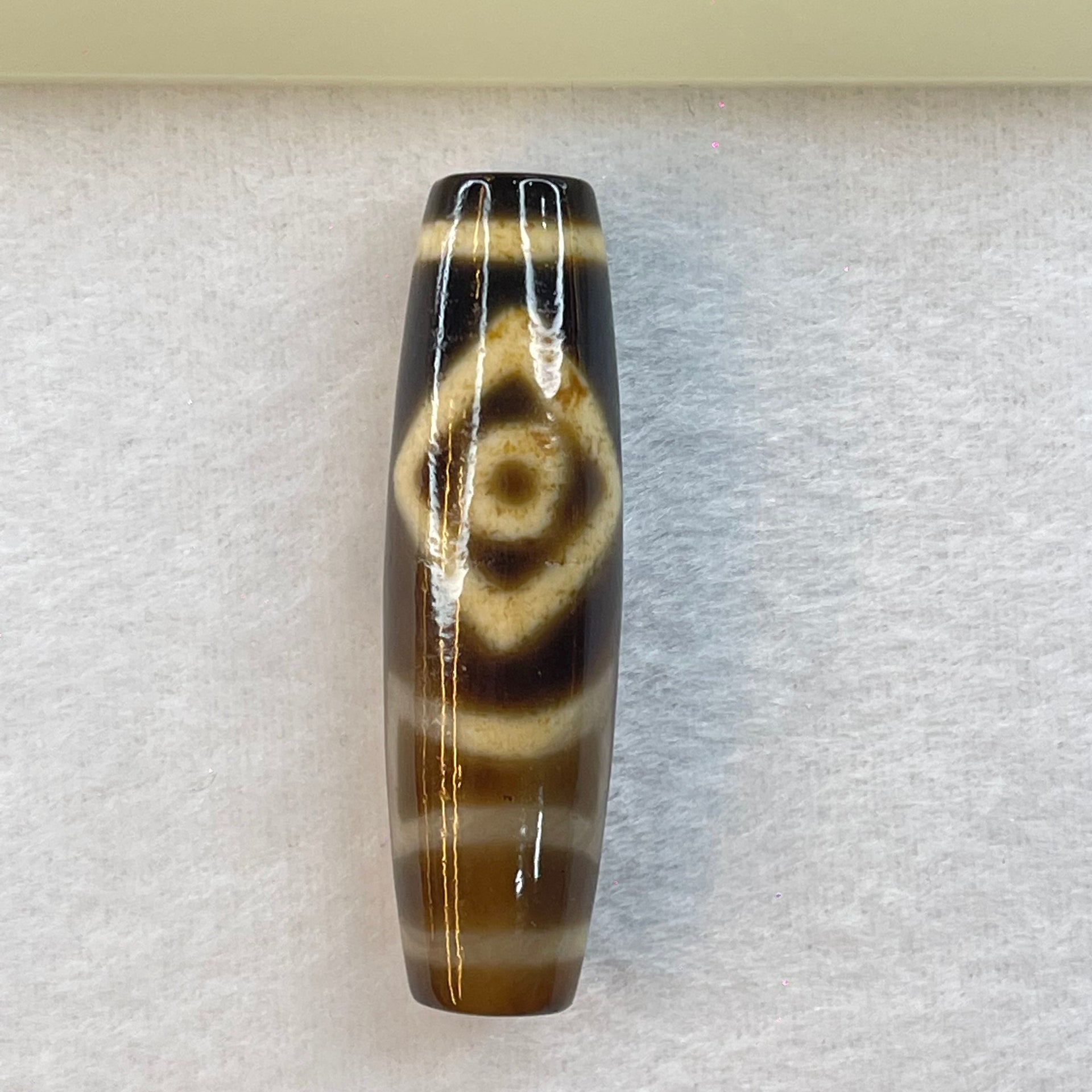 Natural Powerful Tibetan Old Oily Agate 2 Eyes Vajra Heaven and Earth Dzi Bead Heavenly Master (Tian Zhu) 金刚两眼霜天地天珠 20.06g 53.1 by 15.3mm - Huangs Jadeite and Jewelry Pte Ltd