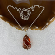 Natural Amber in S925 Sliver Necklace 11.95g 33.5 by 19.4 by 14.5mm - Huangs Jadeite and Jewelry Pte Ltd