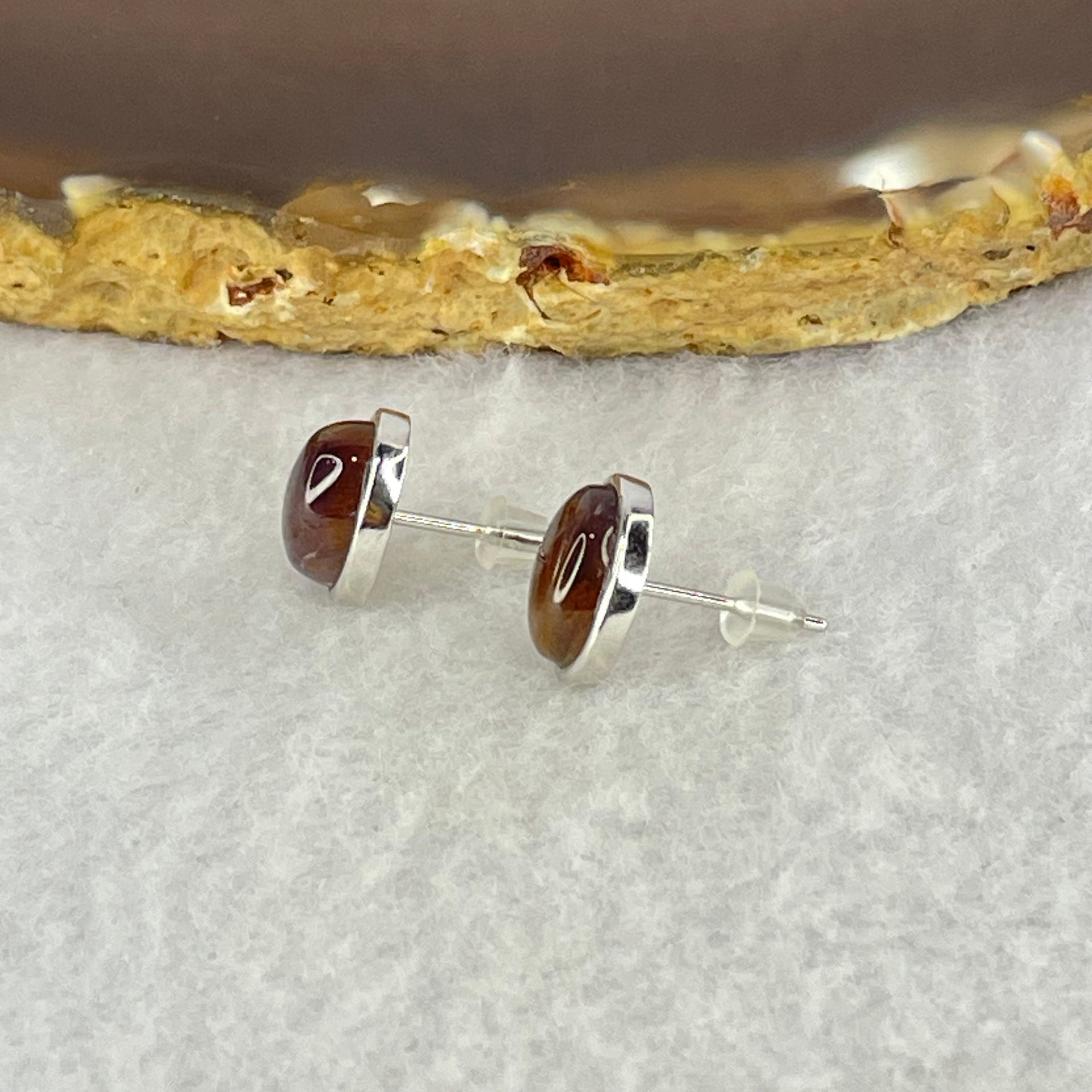 Good Grade Natural Auralite 23 S925 Silver Earrings 1.92g 8.9 by 6.9 by 4.0mm - Huangs Jadeite and Jewelry Pte Ltd