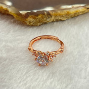 Colourless Cubic Zirconia with Crystals In PT950 Plated Sliver Rose Gold Color Ring (Adjustable Size) 2.44g 6.2 by 4.2mm - Huangs Jadeite and Jewelry Pte Ltd