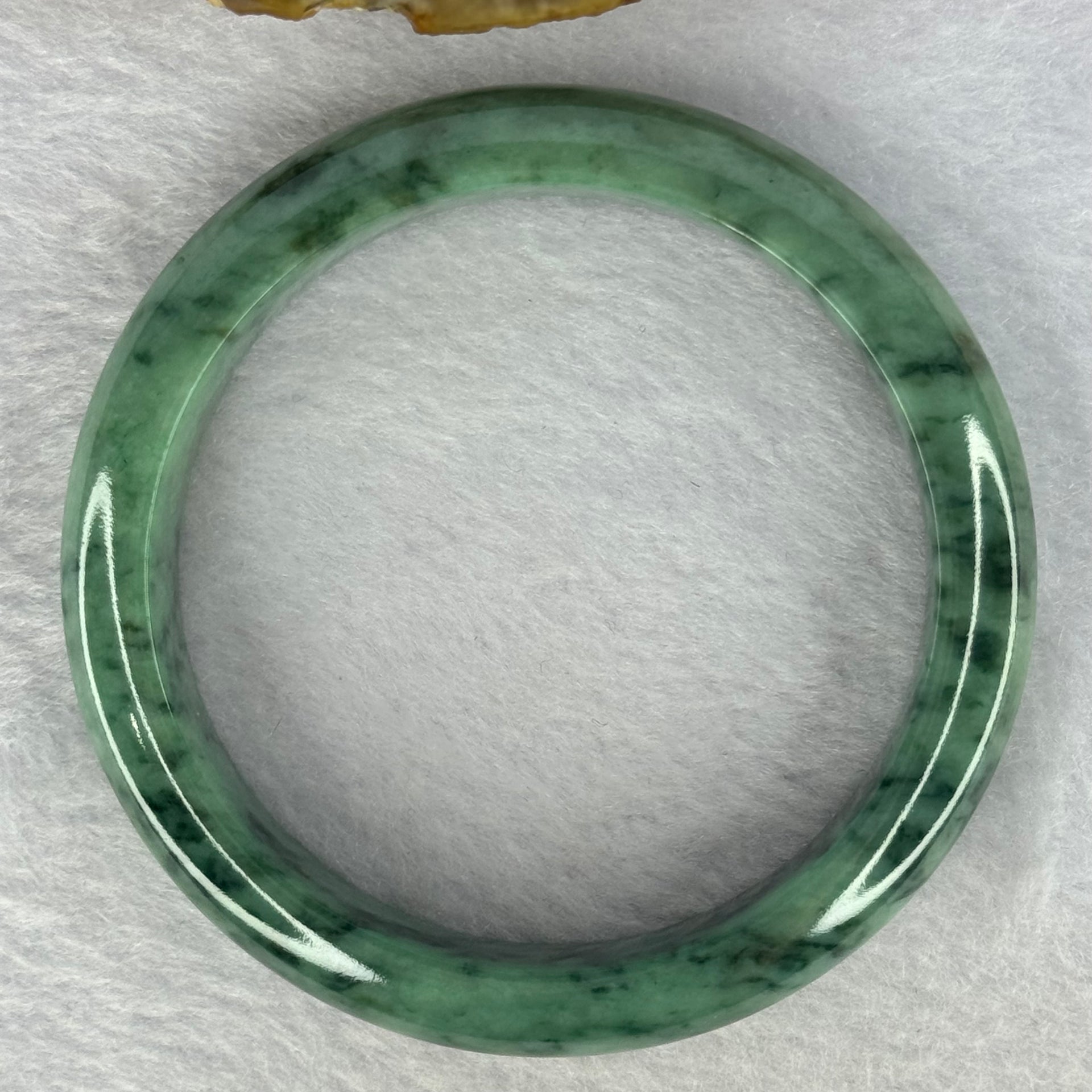 Type A Spicy Green with Dark Green Piao Hua Jadeite Bangle Internal Diameter 58.3mm 59.99g 12.6 by 8.7mm (Close to Perfect) - Huangs Jadeite and Jewelry Pte Ltd