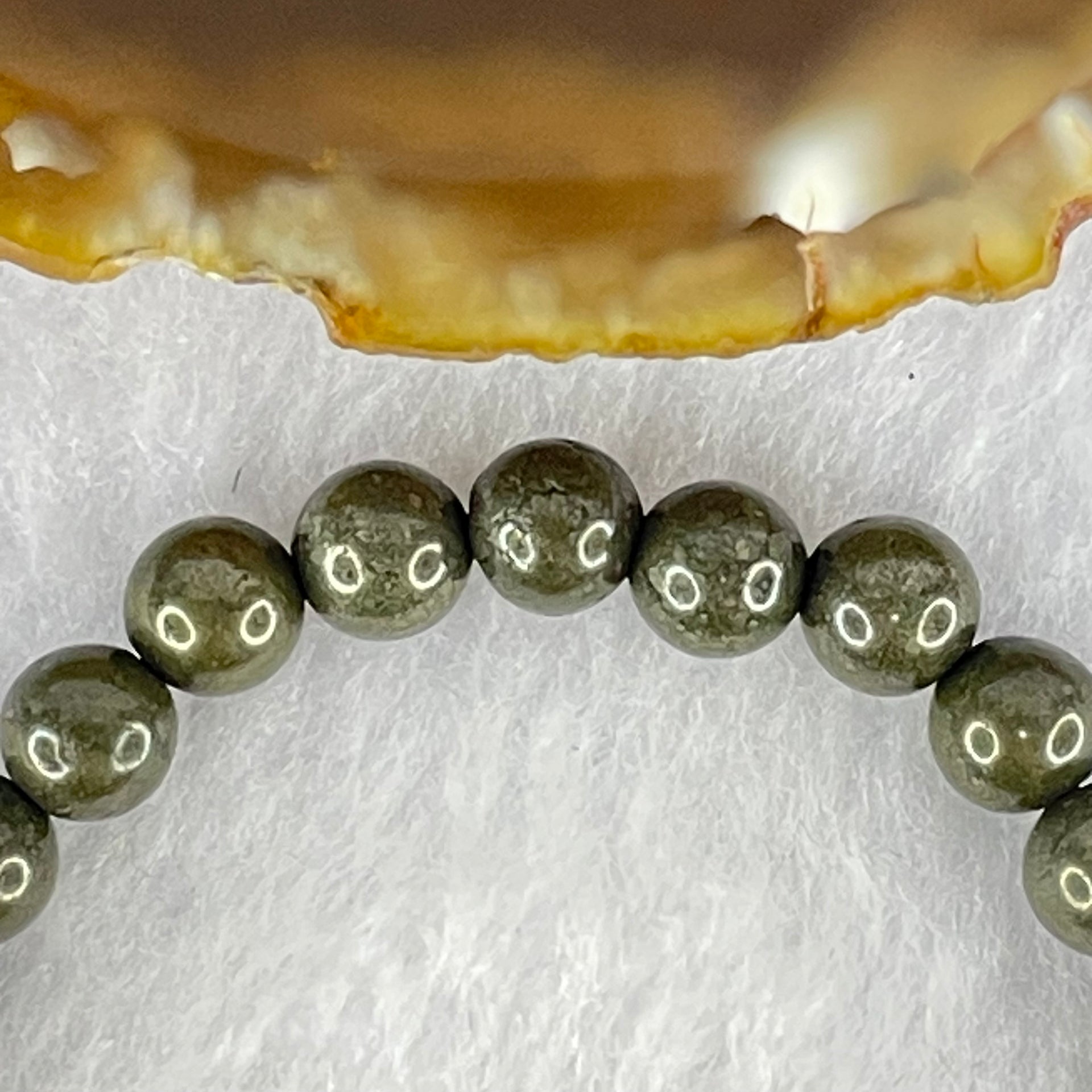 Natural Pyrite Beads Bracelet 天然黄铁矿手链 13.76g 13cm 6.4mm 25 Beads - Huangs Jadeite and Jewelry Pte Ltd