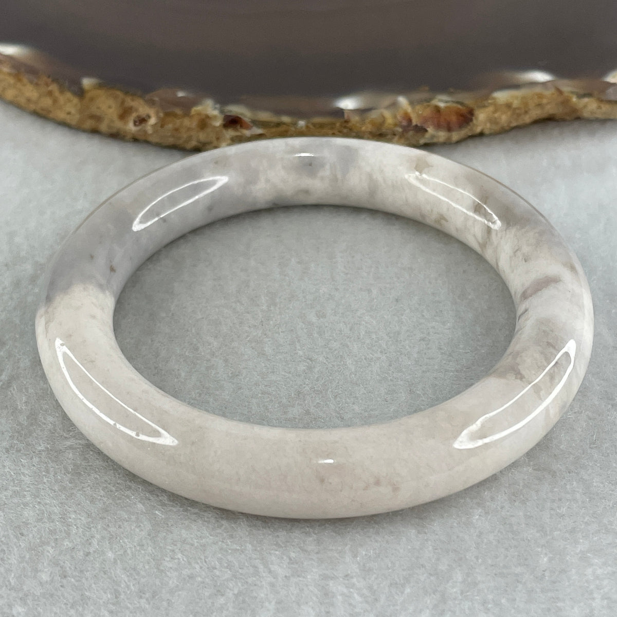 Natural Purple Flower Agate Full Round Bangle | (43.21g | 53.8mm ID | 10.7 x 10.3mm | Close to Perfect | Royal Blooming Grace & Spiritual Elevation Anchor, Feng Shui Blessing & Sovereign Fu Zhuo Bangle) - Huangs Jadeite and Jewelry Pte Ltd