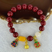 Natural Cinnabar Beads with Charms Bracelet 红朱砂手链 36.26g 16cm 10.2mm 15 Beads 11.7 by 8.3mm 1 LuluTong - Huangs Jadeite and Jewelry Pte Ltd