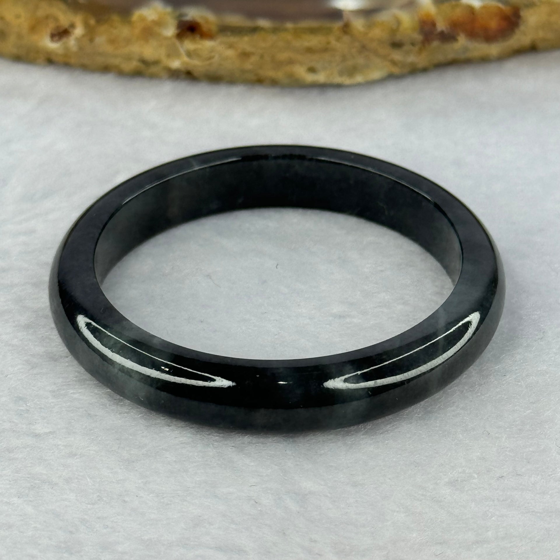 Type A Highly Translucent Black Grey Wuji Jadeite Baby Bangle 12.29g Internal Diameter 36.6mm 7.2 by 5.4mm - Huangs Jadeite and Jewelry Pte Ltd