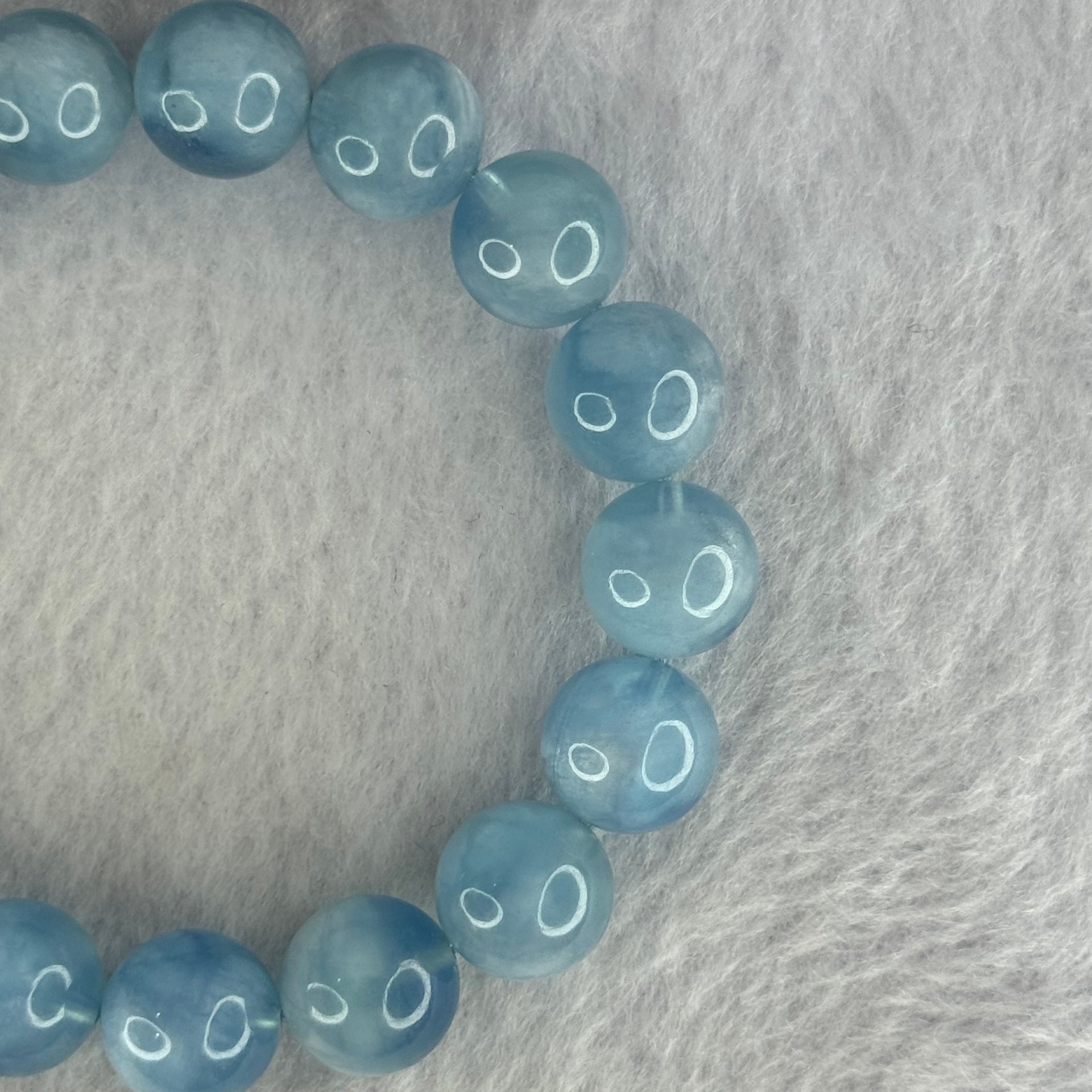 Natural Aquamarine Beads Bracelet 43.13g 18cm 12.4mm 17 Beads - Huangs Jadeite and Jewelry Pte Ltd