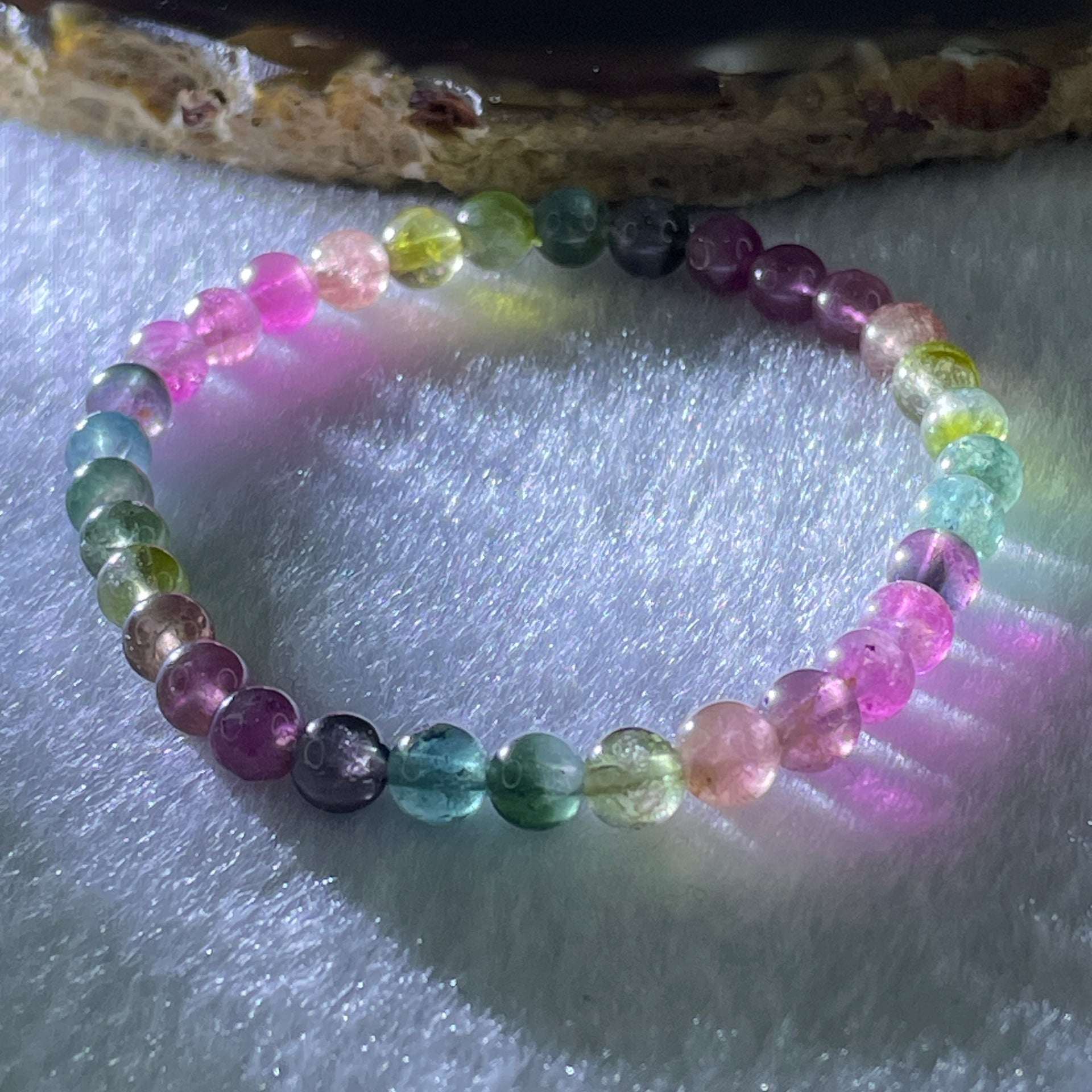 Good Grade Natural Tourmaline Crystal Beads Bracelet 6.48g 13.5cm 5.2mm 33Beads - Huangs Jadeite and Jewelry Pte Ltd