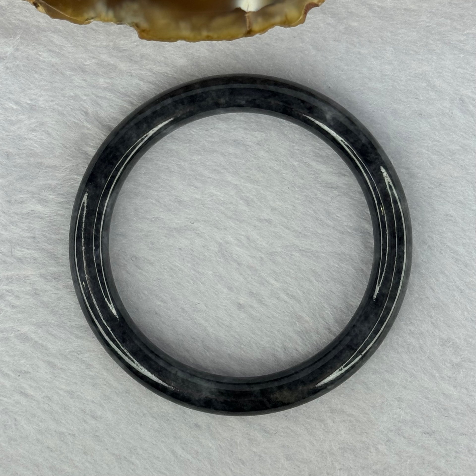 Type A Black Grey Wuji Jadeite Baby Bangle 15.03g Internal Diameter 40.8mm 6.4 by 6.5mm - Huangs Jadeite and Jewelry Pte Ltd