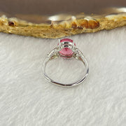 Pink Cubic Zirconia with Crystals in PT950 Plated Sliver Ring (Adjustable Size) 1.95g 9.7 by 7.8 by 5.2mm - Huangs Jadeite and Jewelry Pte Ltd