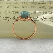Natural Larimar in S925 Silver Rose Gold Color Ring (Adjustable Size) 2.03g 9.0 by 5.0mm - Huangs Jadeite and Jewelry Pte Ltd