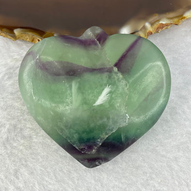 Natural Deep Intense Purple and Green Fluorite Crystal Mini Heart Display 87.63g 51.3 by 55.7 by 22.8mm - Huangs Jadeite and Jewelry Pte Ltd