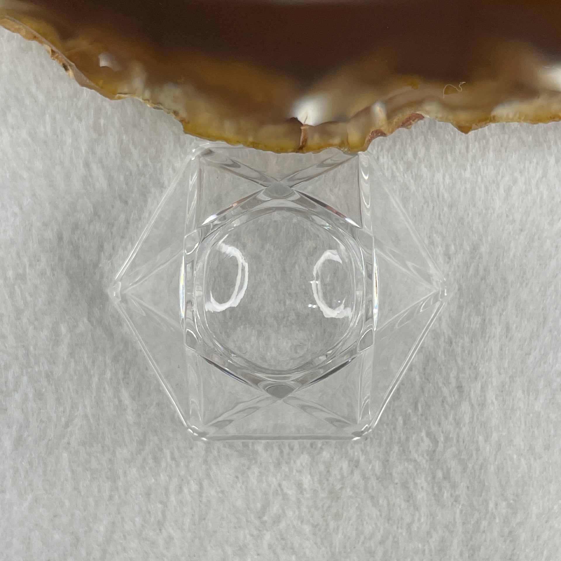 Natural Black Moonstone Ball with Clear Acrylic Display 443.95g 69.0 by 90.0mm - Huangs Jadeite and Jewelry Pte Ltd