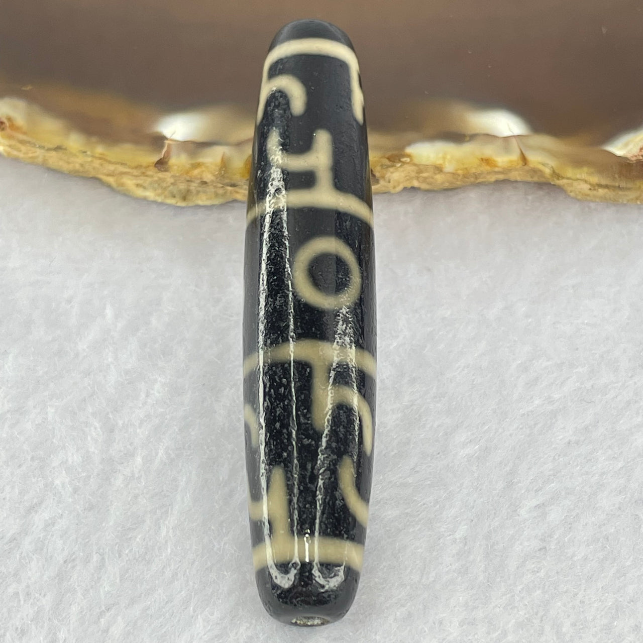 Natural Powerful Tibetan Old Oily Agate 3 Eyed Dharma Vajra Dzi Bead Heavenly Master (Tian Zhu) 三眼金刚杵天珠 13.78g 59.2 by 12.4mm - Huangs Jadeite and Jewelry Pte Ltd