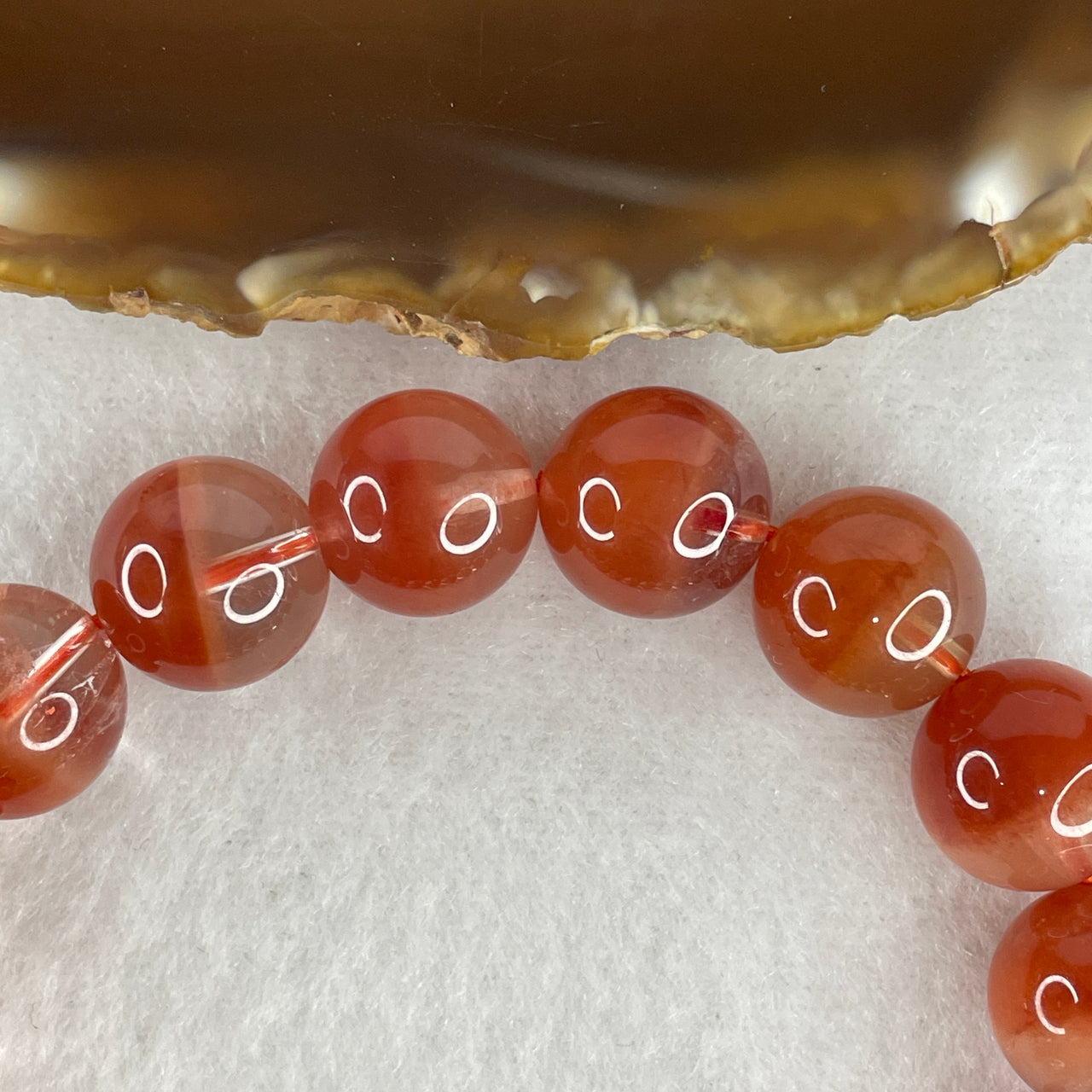 Certified Rare Natural Red Rabbit Hair Quartz Wealth Pot Beads Bracelet | 13.8mm Red Rutilated (56.604g | 17cm Wrist Sizing | 16 Beads)