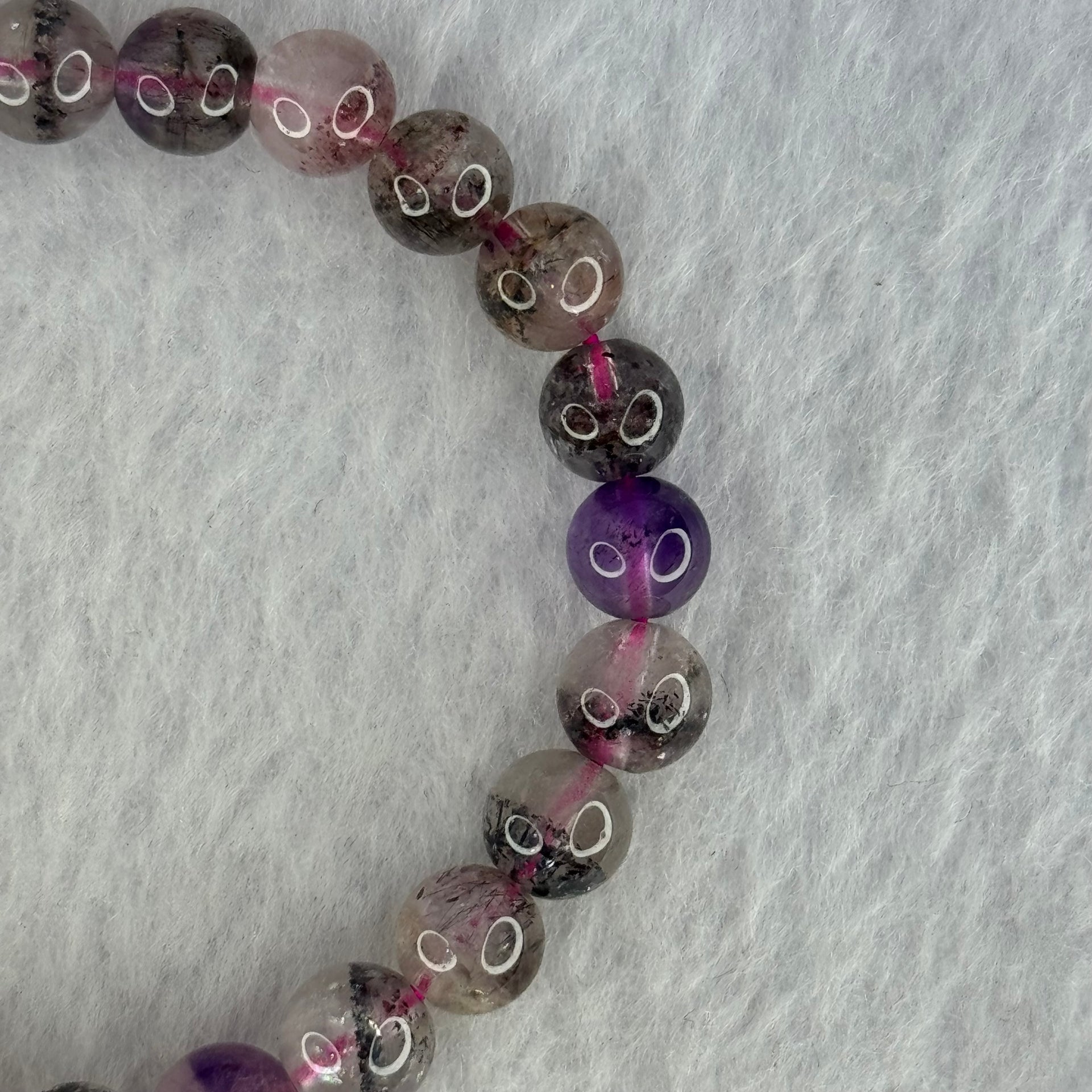 Natural Super 7 Beads Bracelet 10.42g 14cm 6.9mm 26 Beads - Huangs Jadeite and Jewelry Pte Ltd