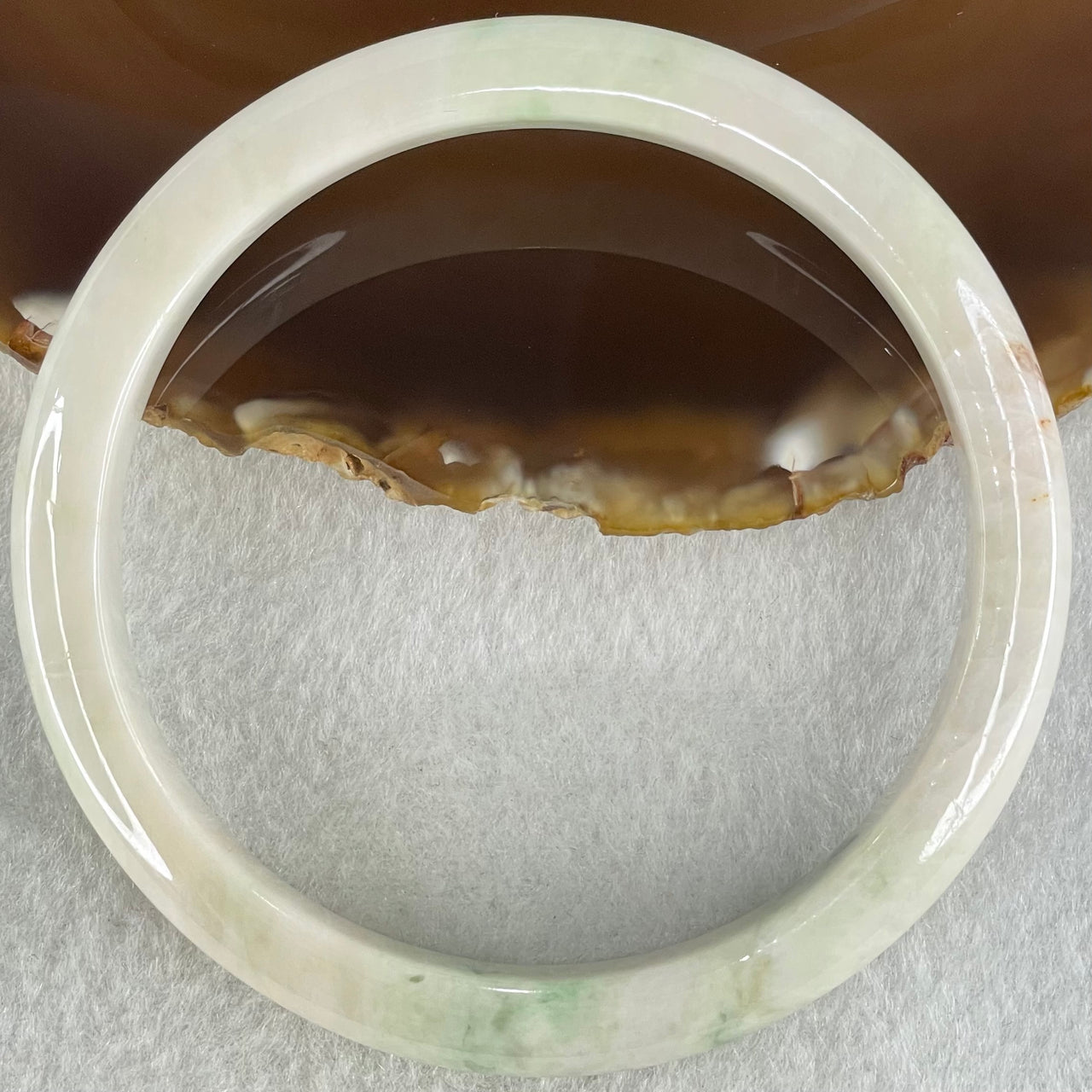 Type A Light Blueish Green Jadeite Bangle 49.99g Internal Diameter 64.3mm 10.2 by 8.2mm (Internal Lines) - Huangs Jadeite and Jewelry Pte Ltd