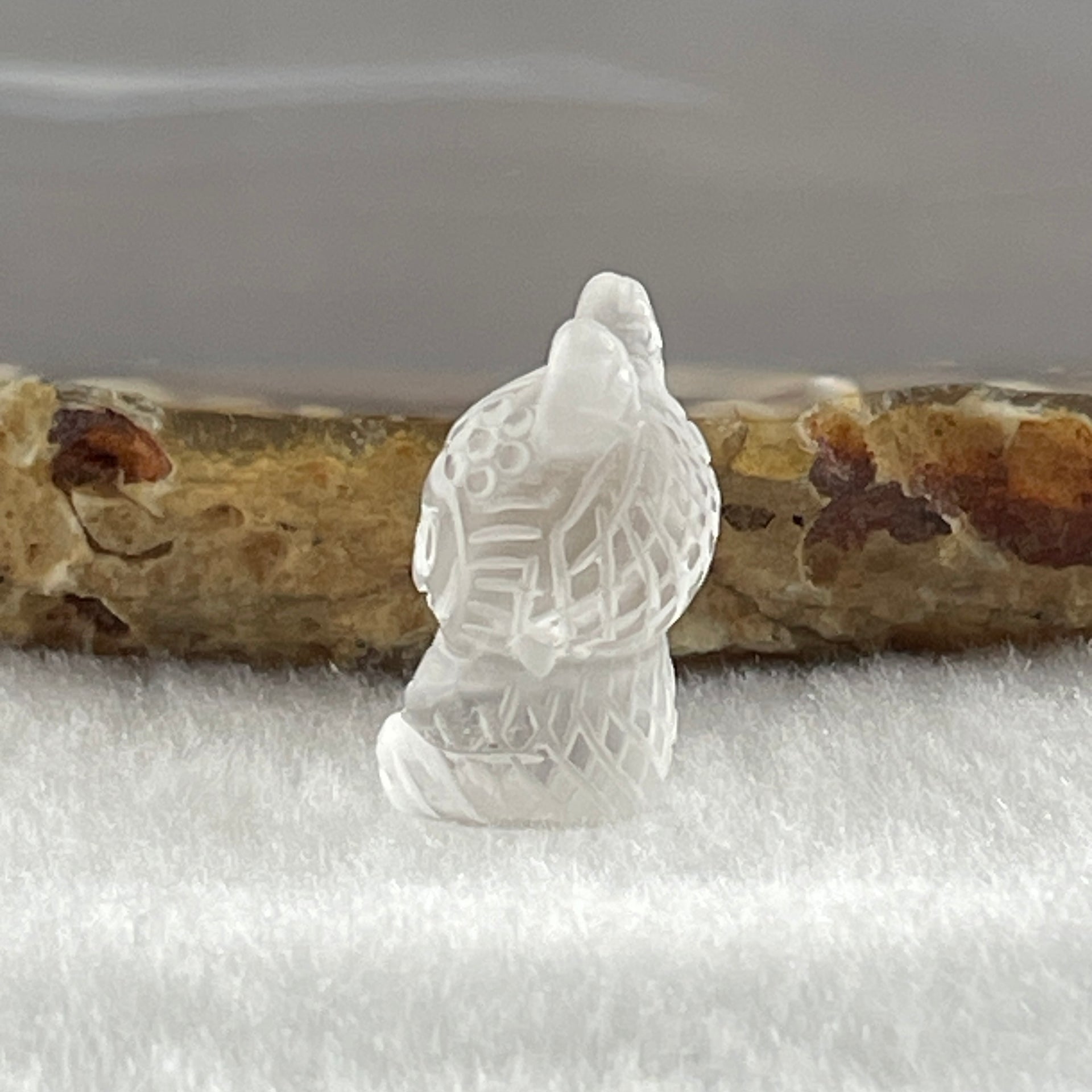 Natural Matt Clear Quartz Labubu Charm Display 3.33g 19.7 by 12.1 by 10.3mm - Huangs Jadeite and Jewelry Pte Ltd